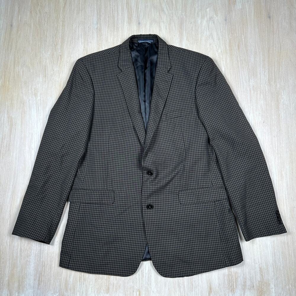 Tommy Hilfiger Checked Two Button Notch Lapel Preppy Business Blazer Jacket 44L